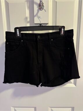 James Jeans Black Raw-Hem Denim Shorts